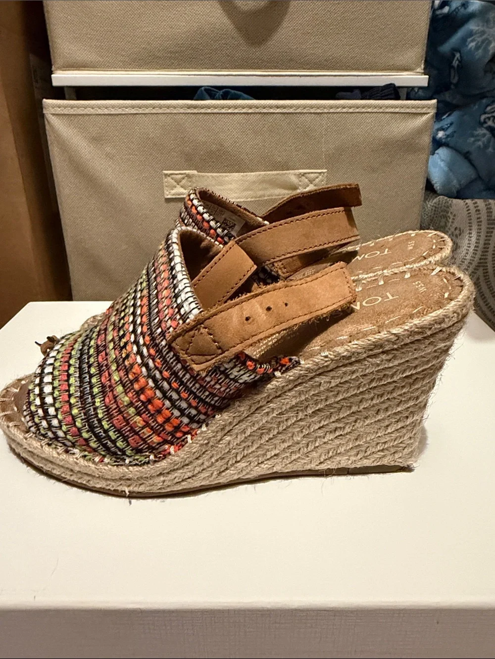 Toms Multicolor Woven Espadrille Slide Sandals